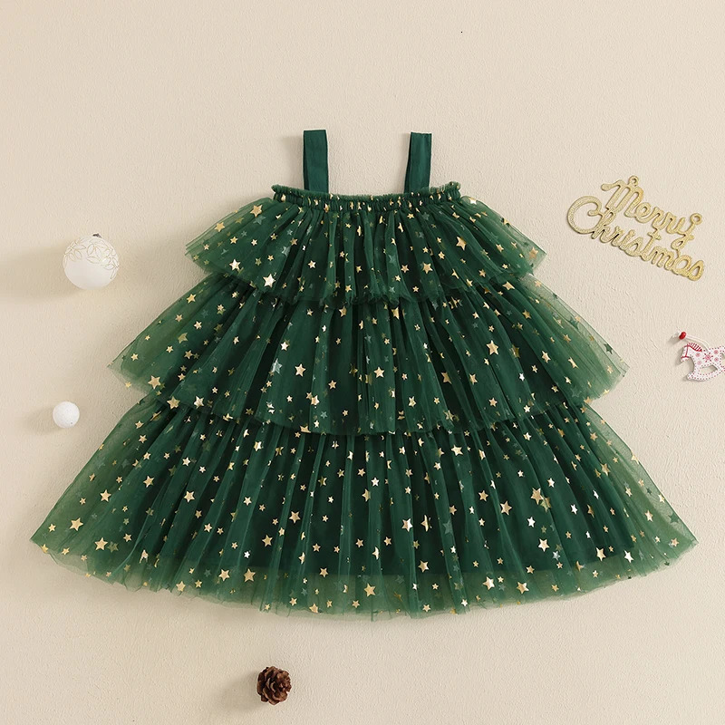 mababy 16Y Christmas Kid Baby Girls Dress Toddler Infant Children Star Ball Sleeveless Layered Tulle Party Dresses Costumes 251014