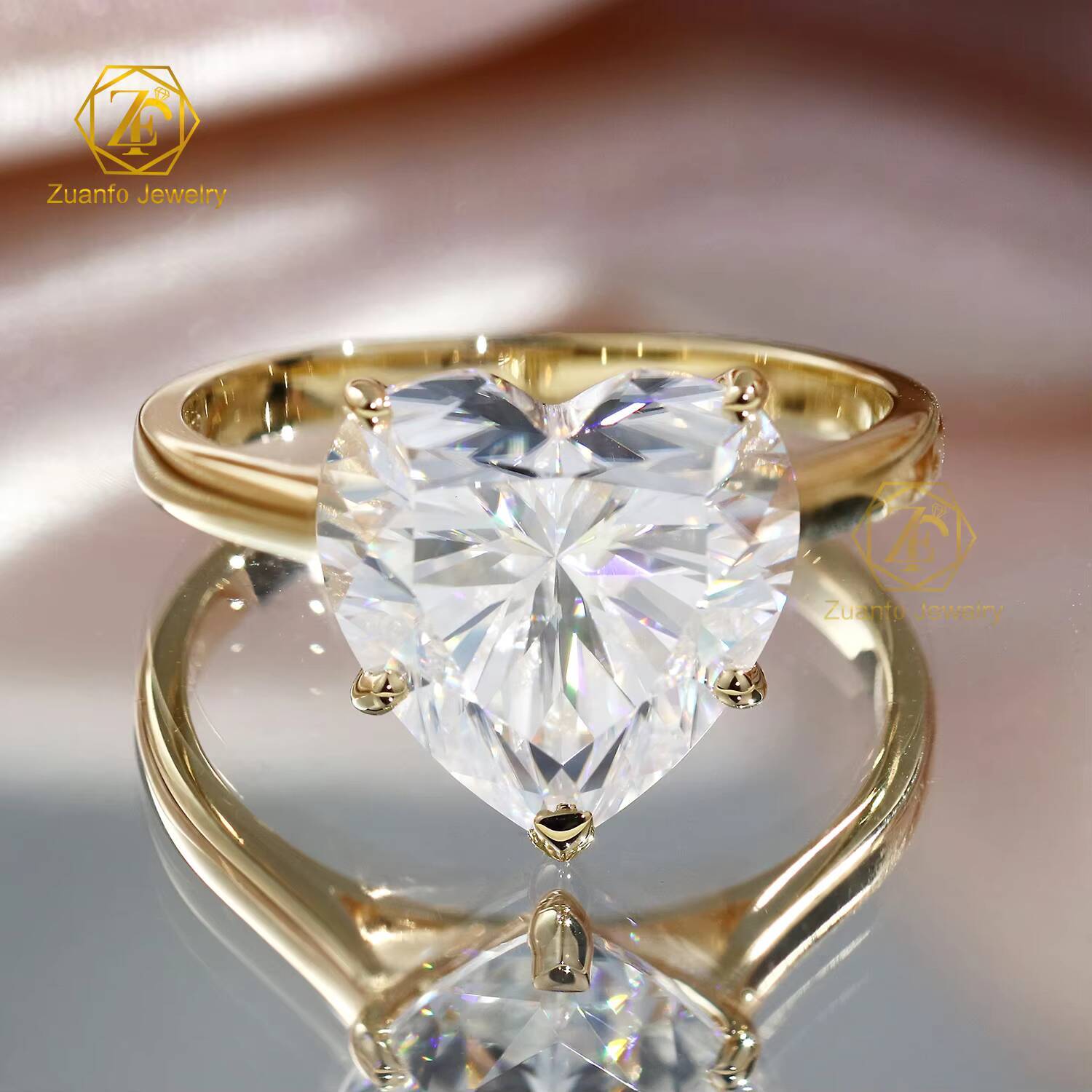 10k 14k 18k Gold Ring 1ct5CT Heart Shape Synthetic D VVS1 Moissanite Solitary Ring Wedding Engagement Ring with GRA Certificate
