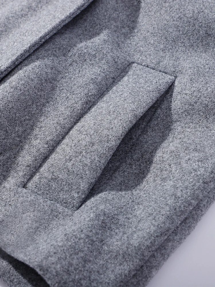 In Stand Collar Woolen Jacket For Women 2026 Autumn Winter Double Breasted Long Sleeve Coats Female High Street Chic Outwear 251016