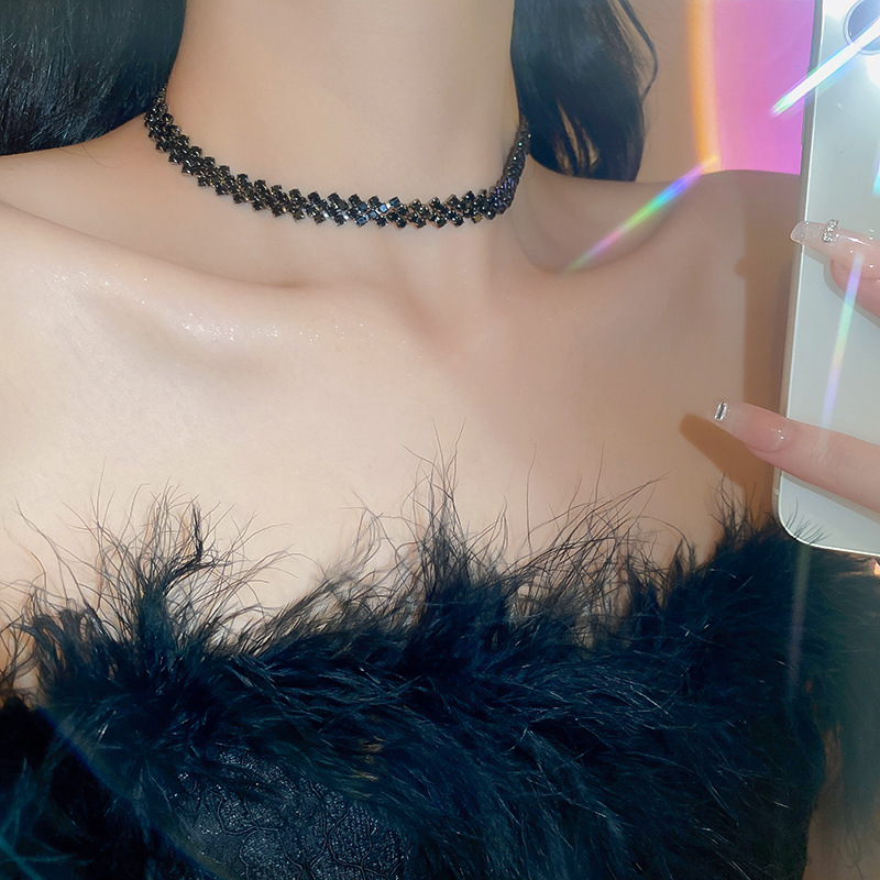 Full Dia Splicing Choker Collar Internet Celebrity Personality Trendy Neck Chain Fashion Niche Design Sense Necklace