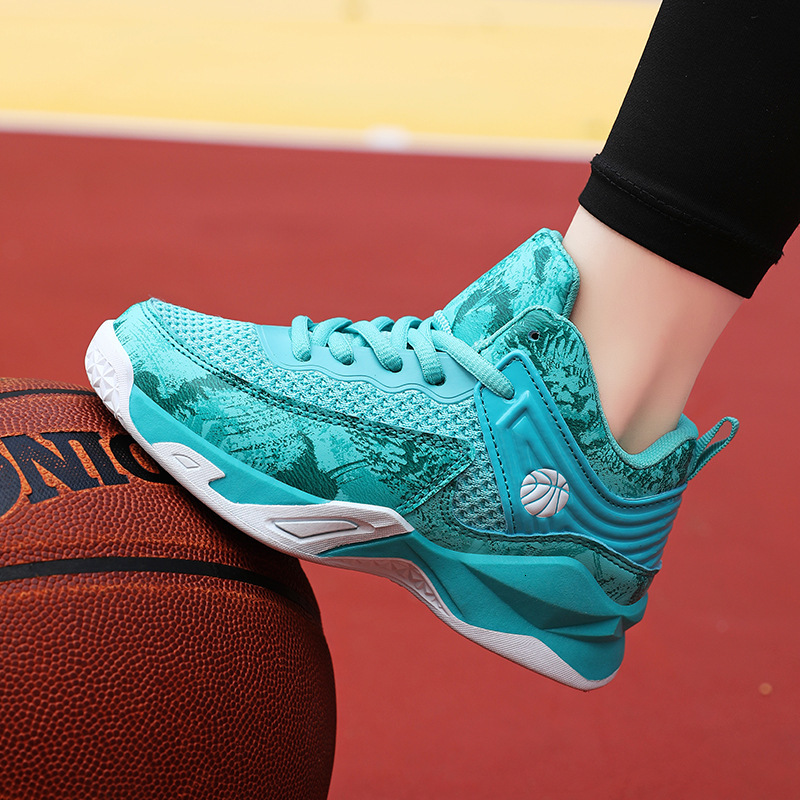 New Boys' Basketball Shoes Mesh Breathable Mid Top Trendy Sports Shoes Outdoor Fashion Designer Children's Running Shoes