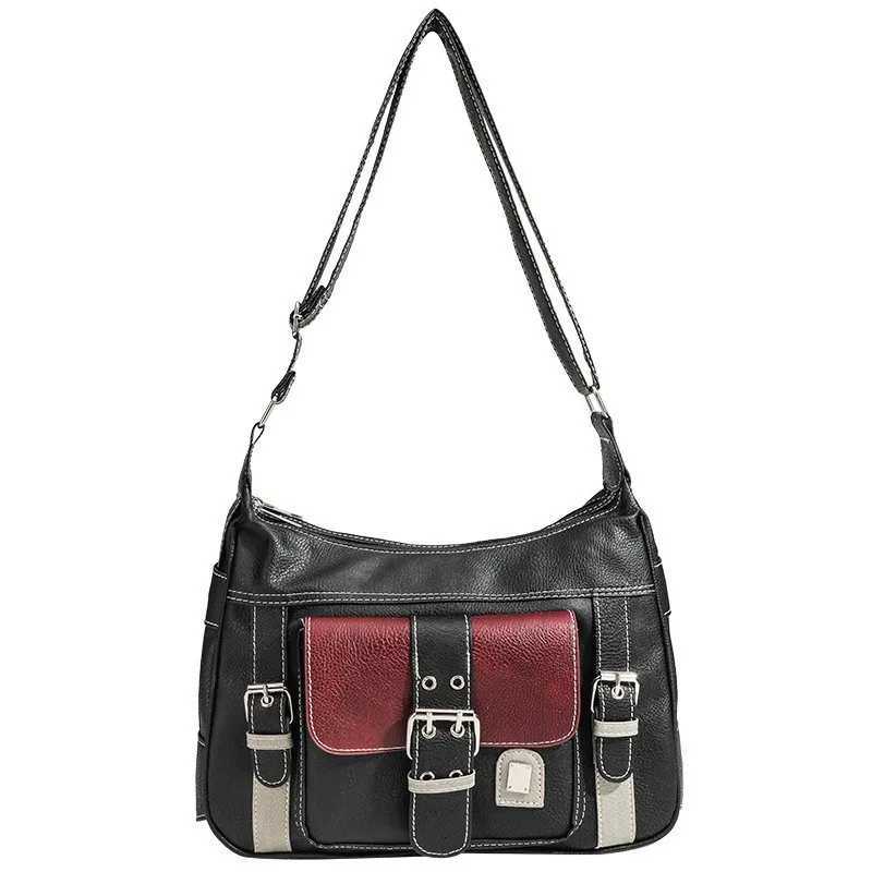 Y2K Vintage Crossbody Bag Womens Tote High Quality PU Leather Shoulder Bag Hip Hop Messenger Bag Female Large Handbag Commuter Z251018