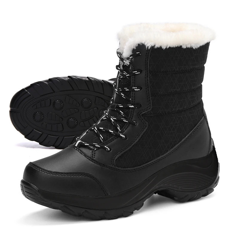Snow Boots Women Platform Boots Nonslip Women Winter Shoes Fur Warm Ankle Boots for Women Wedges Waterproof Thigh High Boots 251017