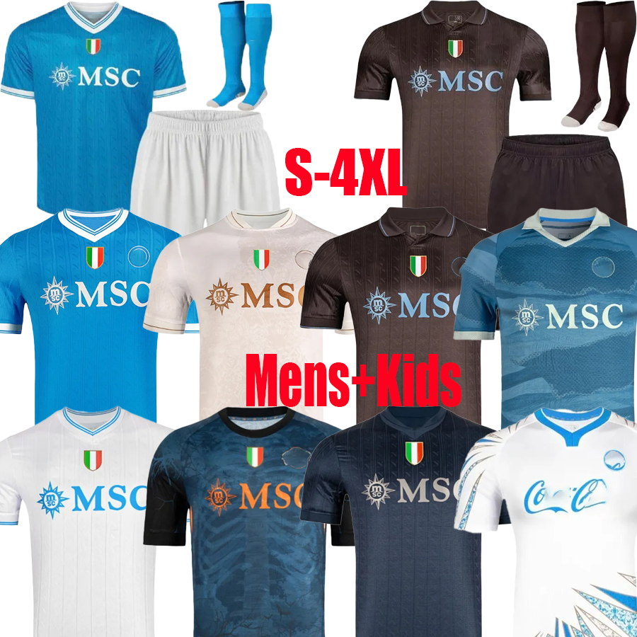 25 26 Napoli Soccer Jerseys DE BRUYNE LUKAKU McTOMINAY ANGUISSA 2025 2026 SSC Naples Player Version HOJLUND LANG NERES MERET football shirt Kits sets