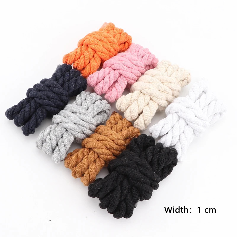 Round Shoelace 10mm Shoelace Handwoven Universal Threestrand Cotton Rope Solid Color Bold Cotton Twist Decoration Shoe Laces 251013