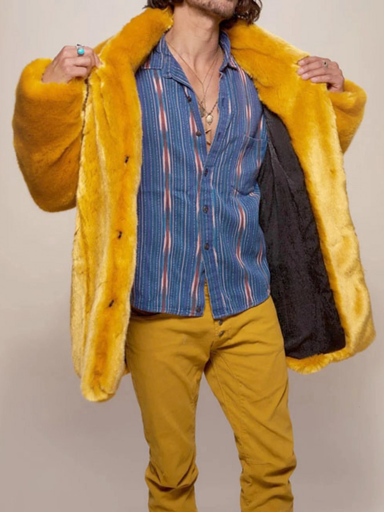 Kegular Size And Plus Size Mens Faux Fur Coat Gold Mink Fur Personality Stylish And Comfortable Faux Mink Fur Coat Men 251017