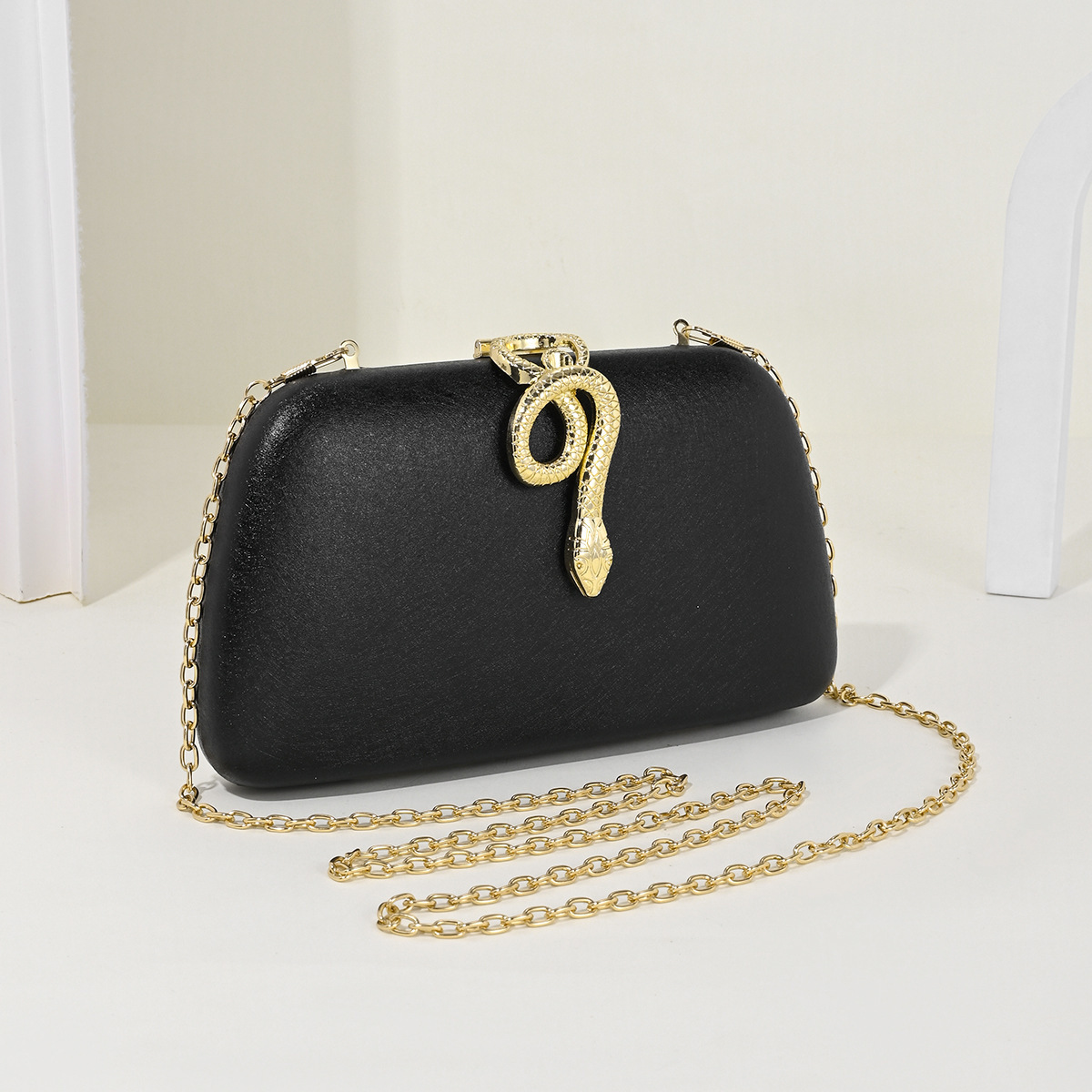 Luxury Brand Designer Bag New Metal Snake-Shaped Niche Design Clutch Evening Dress Single Shoulder Crossbody Chain Party Bag