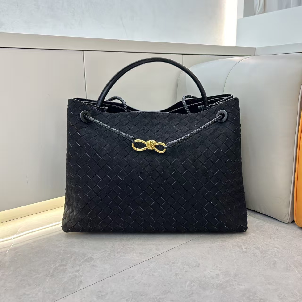 top-level 10A Andiamo parachute woven Underarm handbag women saddle designer bag womens tote real leather shoulder bags 743575