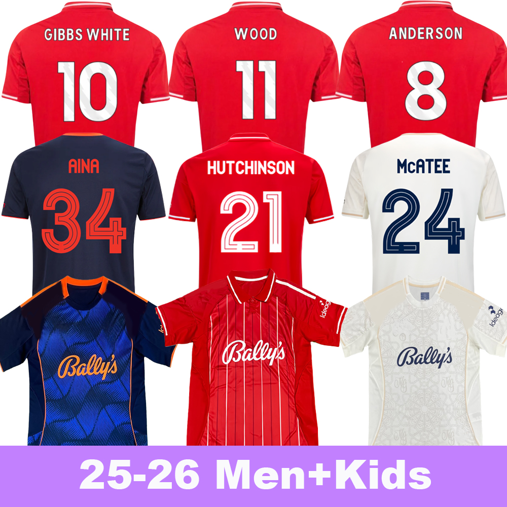 3xl 4xl 25/26 Anderson HUTCHINSON Match shirts WOOD GIBBS WHITE DOUGLAS LUIZ football kit McATEE YATES soccer jerseys for men and kids