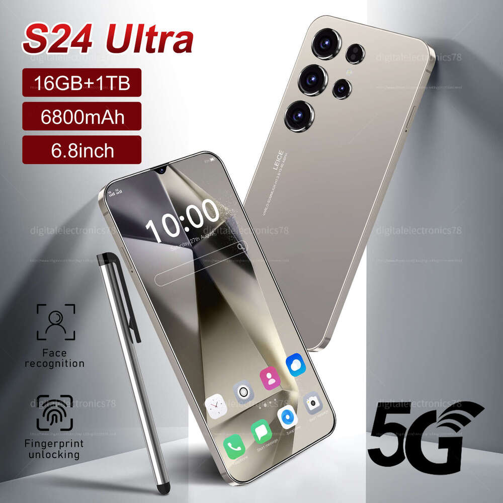 New S24 Ultra Smartphone 6.8inch HD Front 72 million Pixels camera 108million HD rear camera Android14 Face Unlocked mobilephone s25