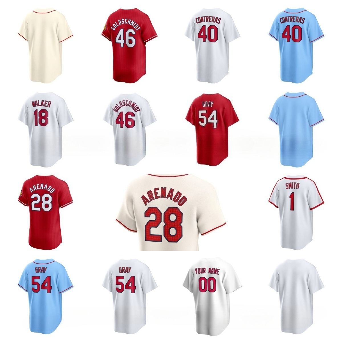 MLB Cardinals Paul Goldschmidt Willson Contreras Lars Nootbaar Sonny Gray Nolan Gorman Stan Musial Nolan Arenado Smith Men Women Youth Baseball Custom Jersey