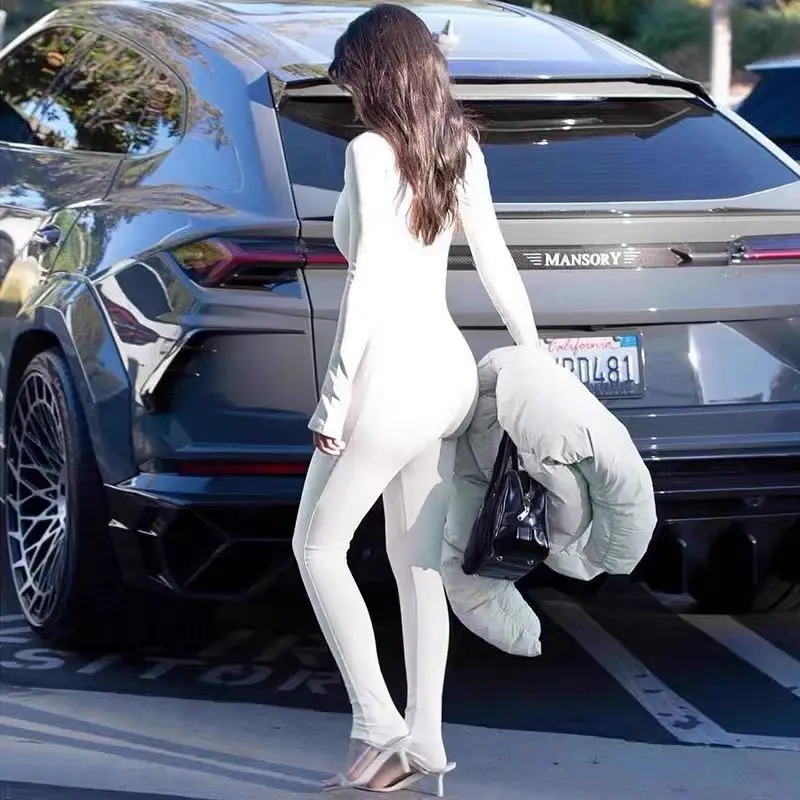 KHY Kylies long sleeved long pants shaping jumpsuit slim series round neck ski suit base for women 251016