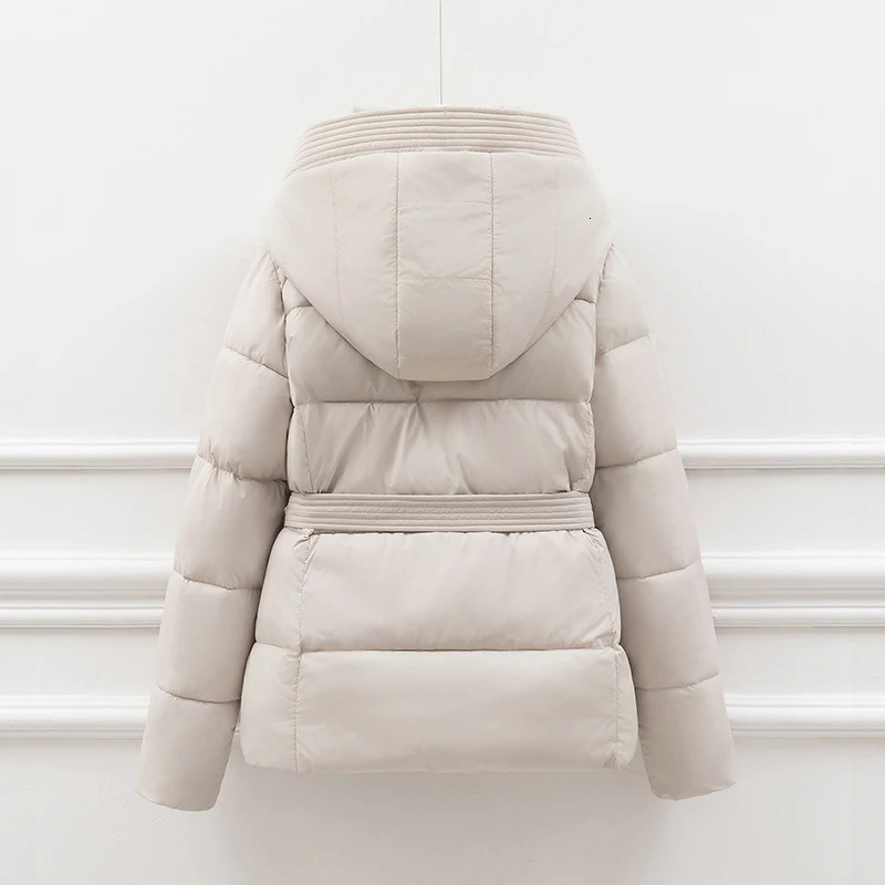 Slimming ort down Cotton Jaet Womens Thiened Winter Coat with Hood Dstring Waist Sli Outerwear for Ladies 251017