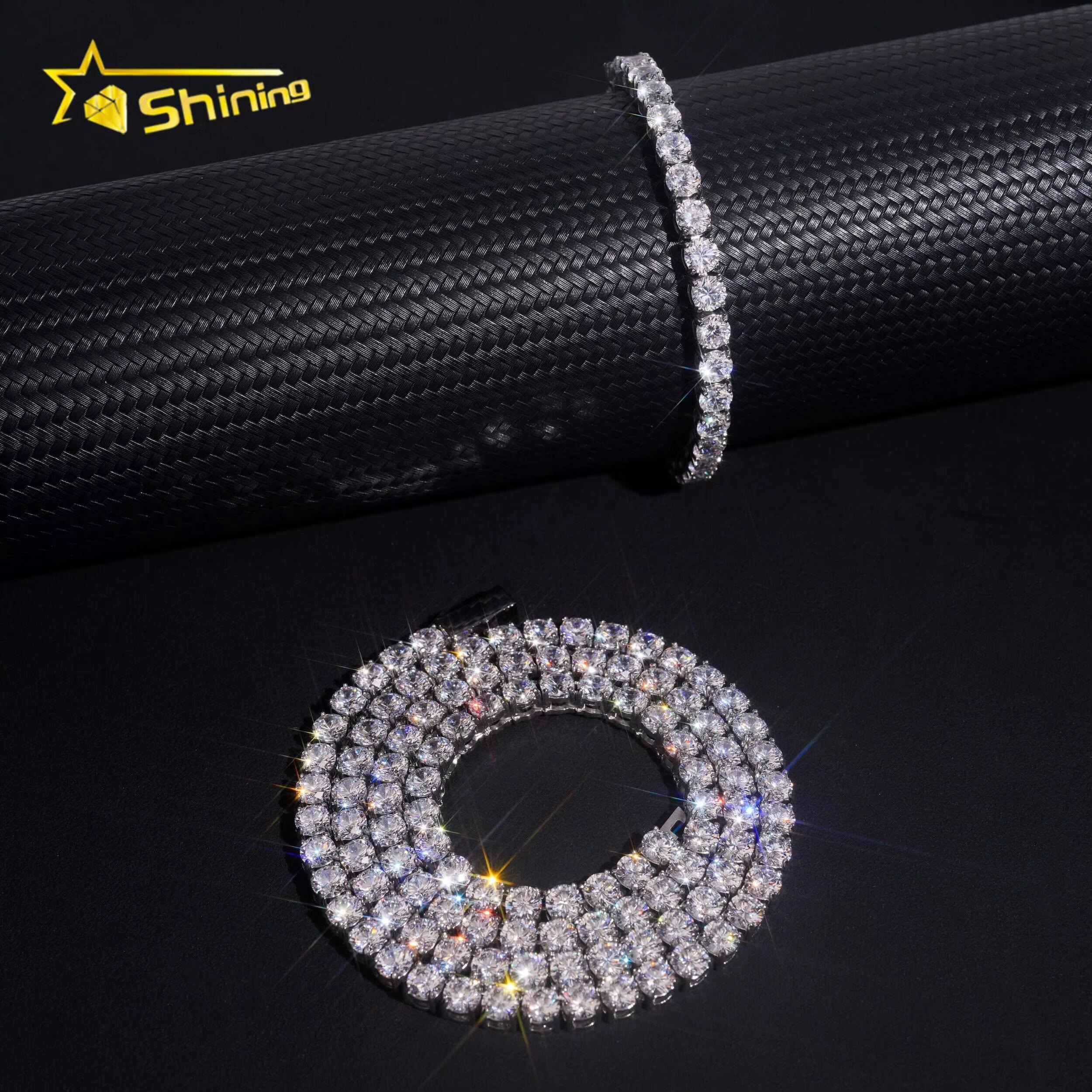 Wholesale Price 3mm 4mm 5mm 6mm CZ Tennis Chain Stainless Steel Custom Fashion Necklaces for Women Men Tennis Necklace