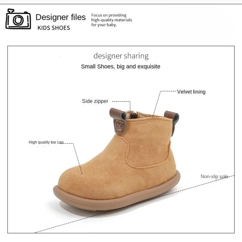 Autumn Winter Baby Boys Girls Boots Oxford Suede Children Casual Shoes Outdoor Antislip Infant Shoes Plush Kids Ankle Boots 251017