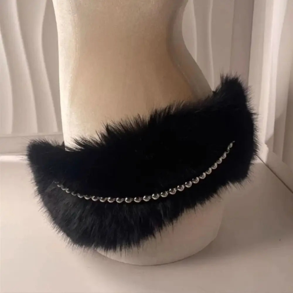 Vintage Trendy Faux Fur Belts Y2K Women Fashion Plush Waist Chain Punk Jeans Belt for Club Party 251016