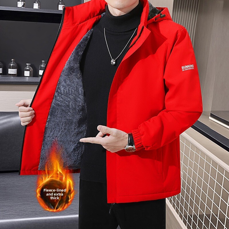 Cross-border Winter Windproof Jacket Men's Thick Detachable Designer Hoodie Jacket Tracksuit Men Polo Veste Coat Hood Workwear Jacket Fleece Line