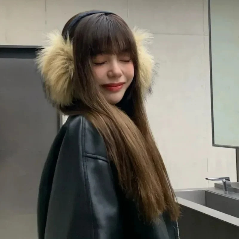 Outdoor faux fur ear muffs winter warm earplugs brown plush anticold windproof ear covers for men and women 251014