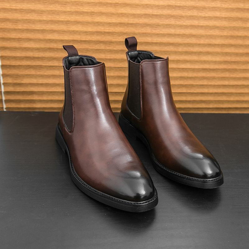 95792- Men's Street Chelsea Boots Small Square Head Men's Shoes Versatile Fashion Men's Short Boots Ankle Boots