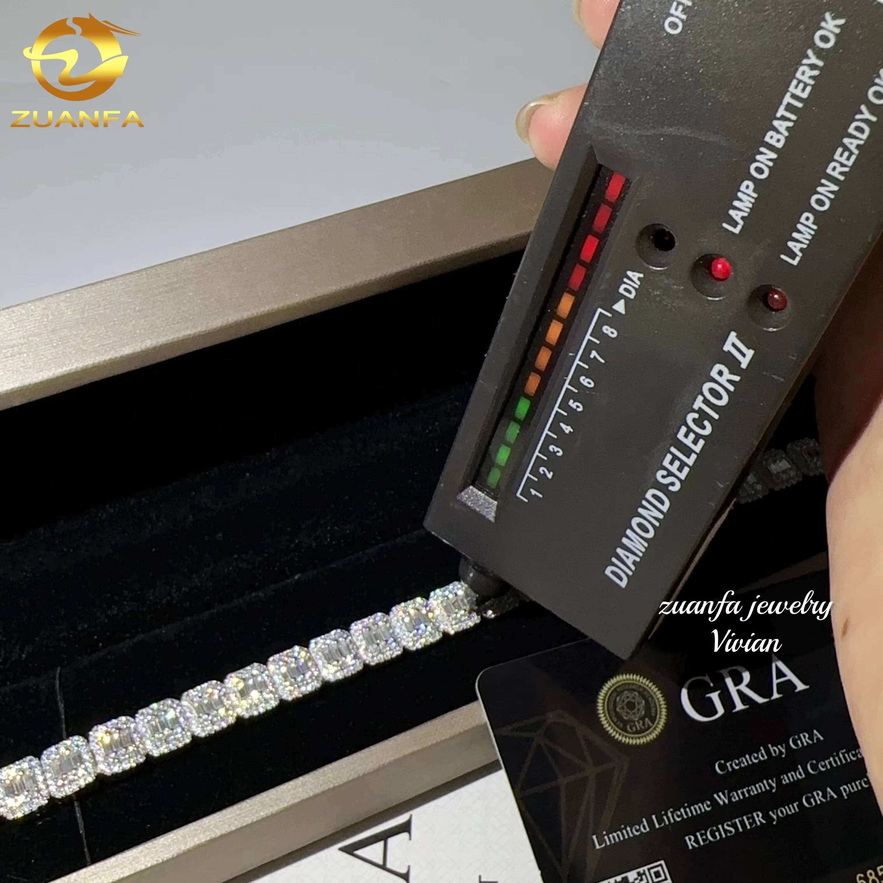 Fashion Fine Jewelry Sterling Silver 925 Vvs Moissanite Lab Diamond Hip Hop Iced Out Jewelry Cuban Link Chain Bracelet Men