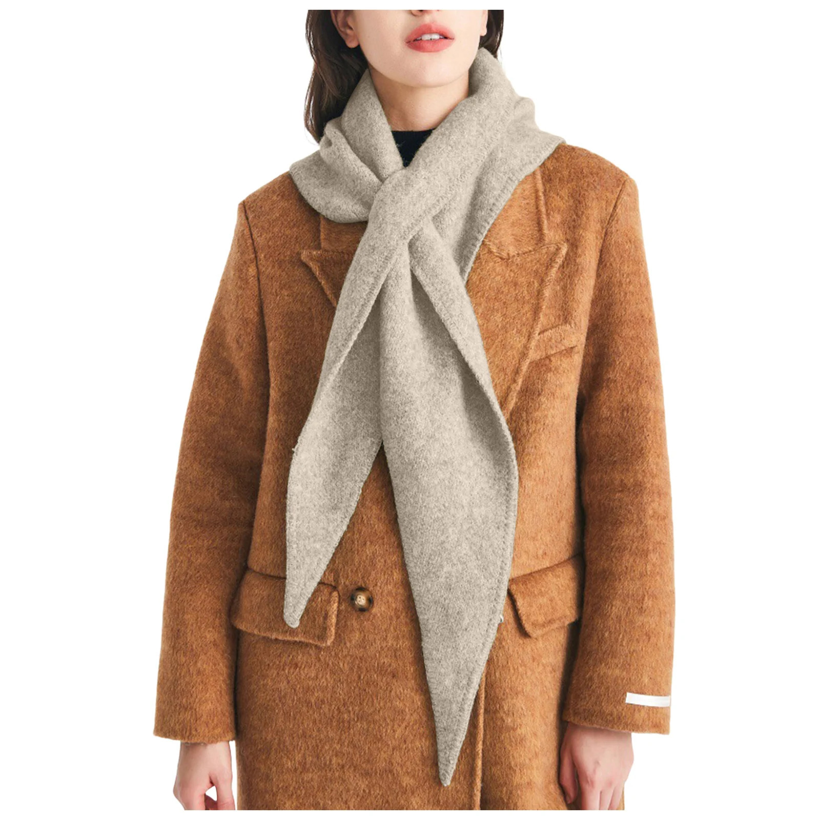 Autumn Winter Korean Knitted Triangle Scarf Wool Blend Solid Warm Shawl Scarf Women Neck Protection Small Scarf Cashmere Poncho 251016