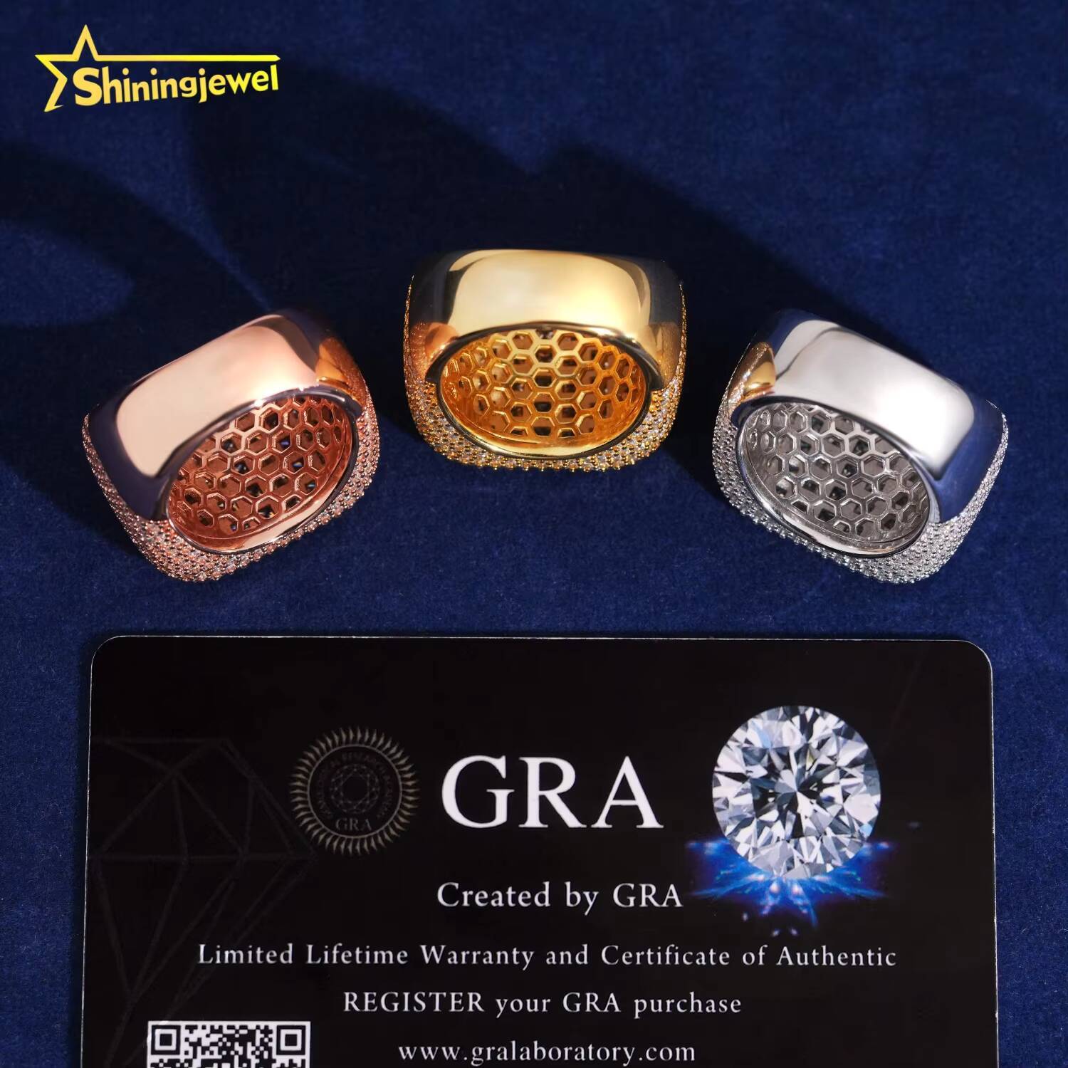 Instock Hip Hop Rings Vvs Moissanite Men Iced Out Rings 925 Silver Square Shape Diamond Engagement Fashion Rings