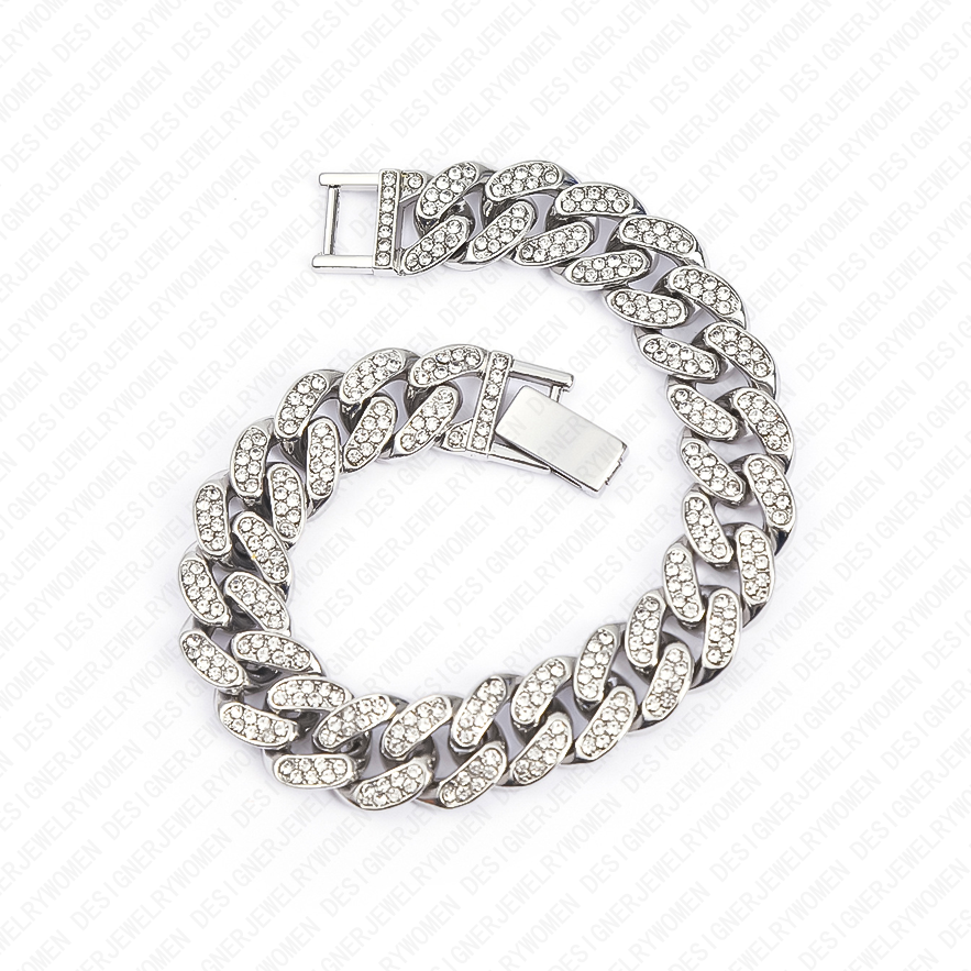 Designer Bracelet Bracelet Women Hip Hop Cuban Full Pave Bracelets Chunky Bracelet Luxury Jewelry Jewellery Designer for Women Iced Out Sparkling Bold