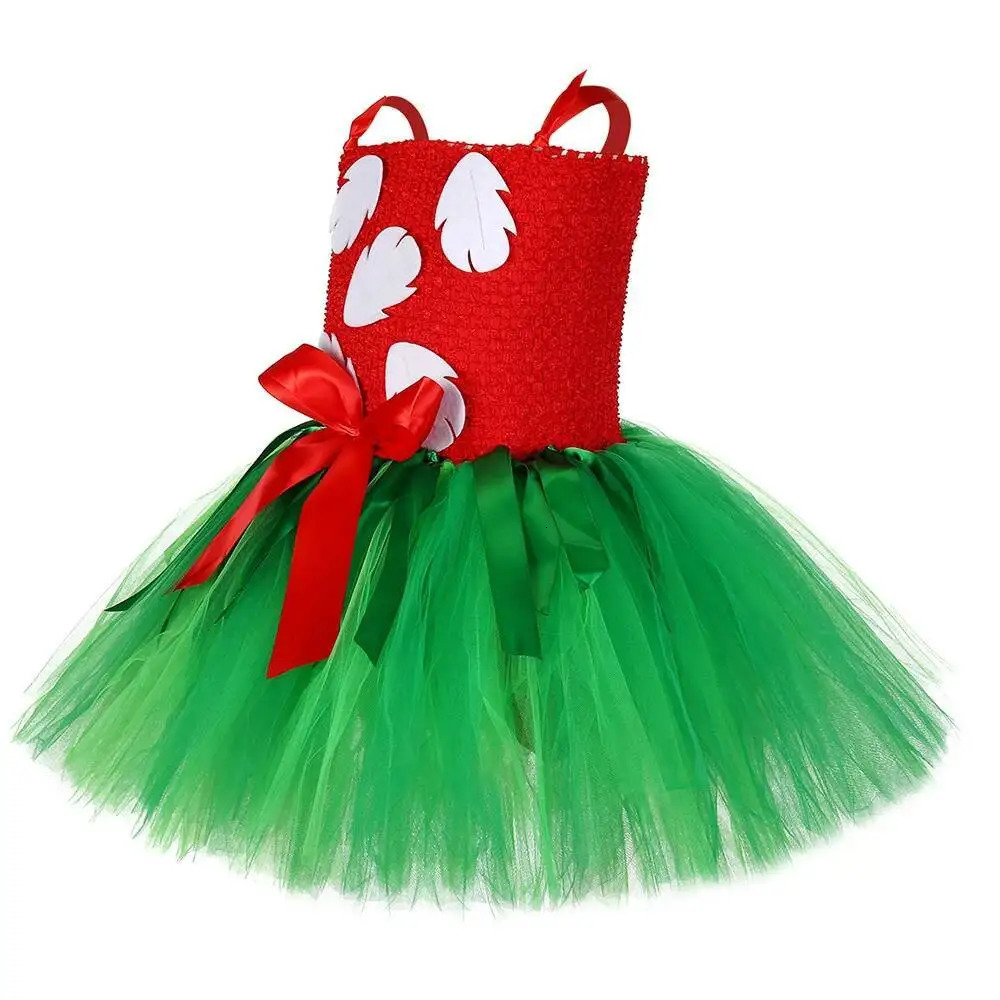 Red Green Hawaii Ballet Tutus Dresses for Baby Girls Christmas Princess Costumes Kids Hawaiian Fancy Outfit with Flowers Garland 251014
