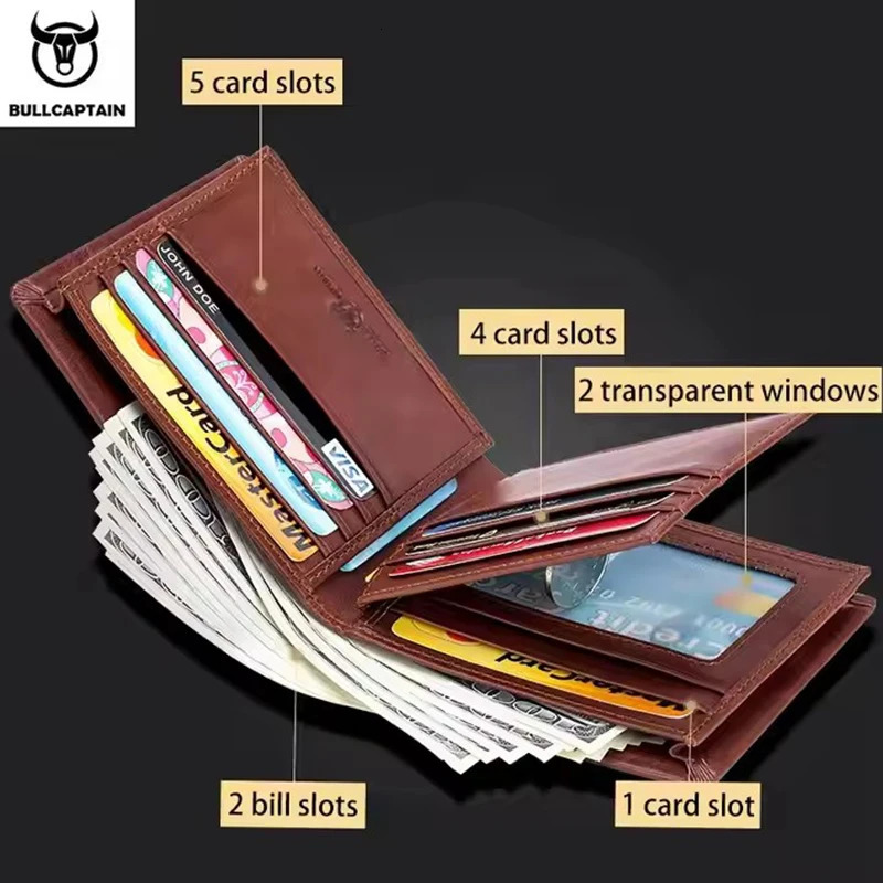 BULLCAPTAIN Genuine Leather Wallet Male er Business Wallet Multifunction Storage Purse Rfid Card Package Wallet Men 251013