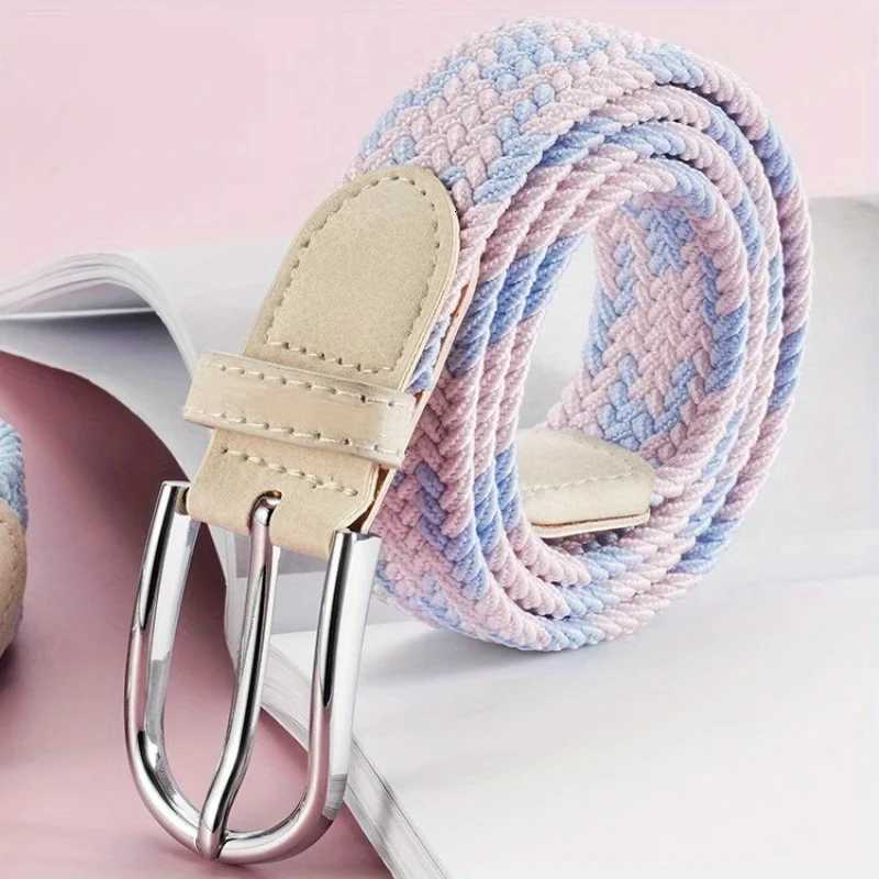 PunchFree Belt Womens AllMatching Jeans Canvas Belt Woven Elastic Stretch Pin Buckle Student Lazy Woven Belt W251018