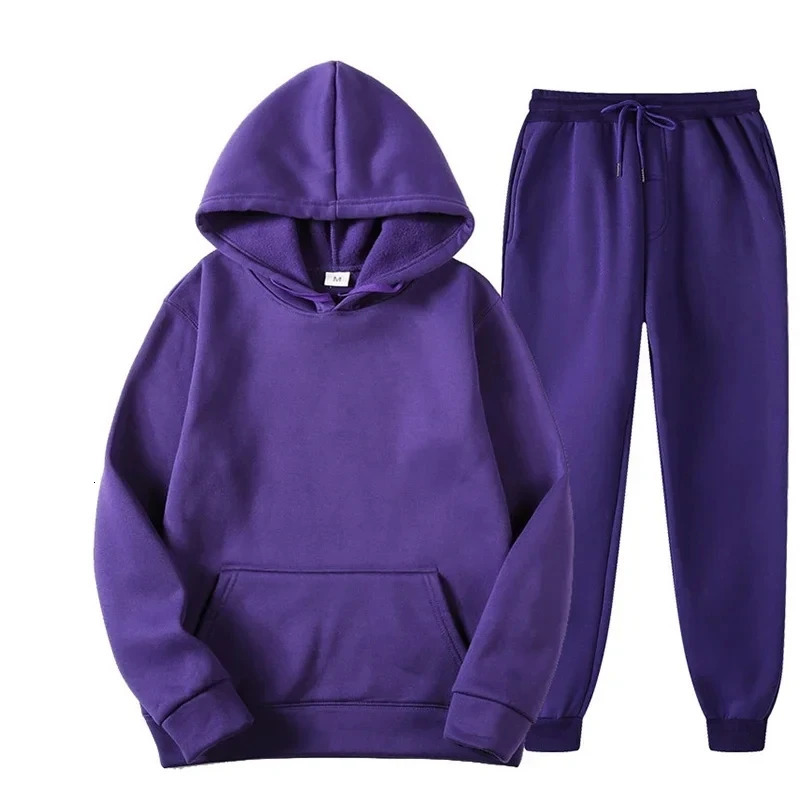 Mens Autumn and Winter Solid Color Hoodiepants Twopiece Set Fashionable Casual Sports Set Size S3XLWomens Tracksuit 251016