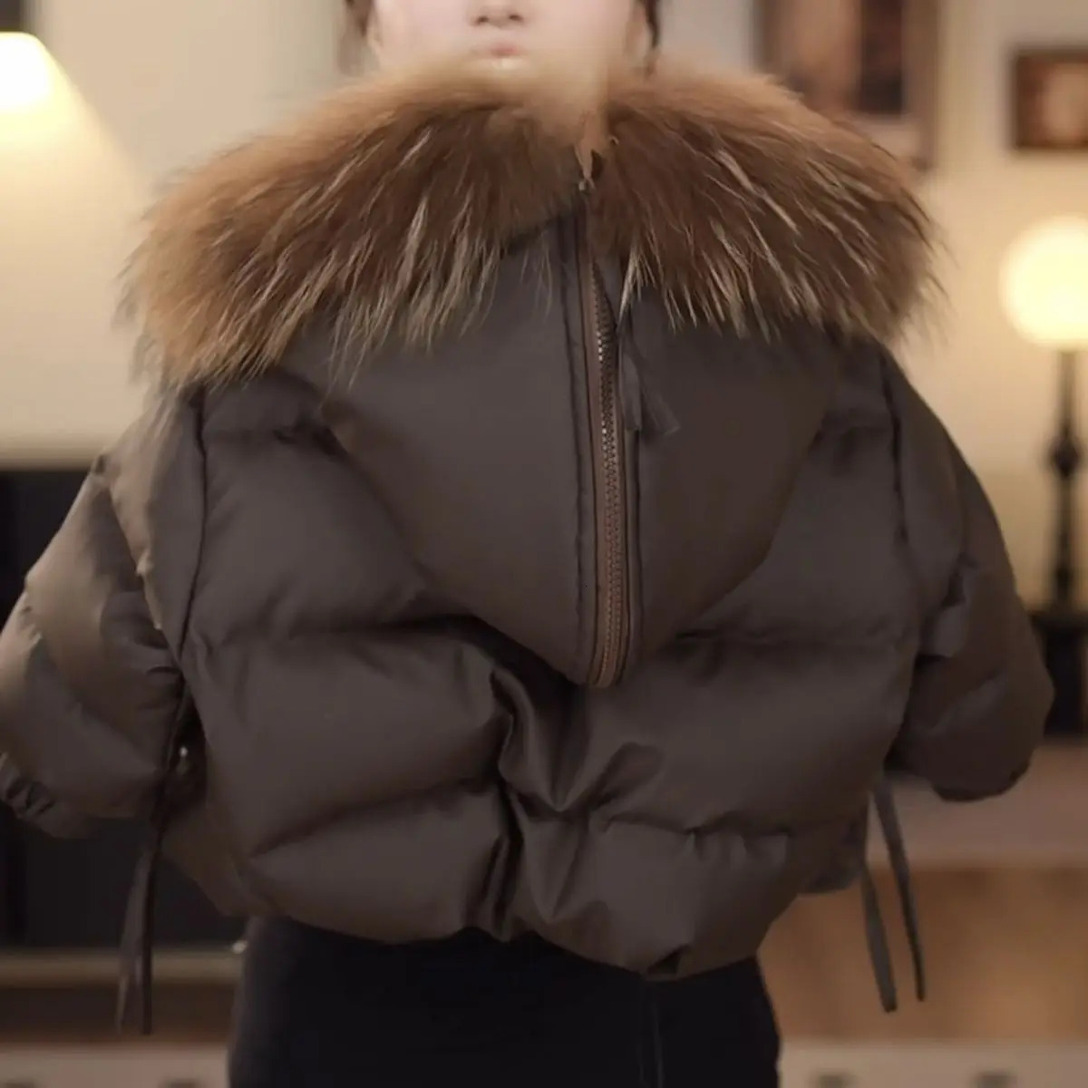 10CM Childrens Down Jacket Autumn and Winter Korean Edition Boys and Girls Fur Collar PU Leather Thick Warm Coat 251017