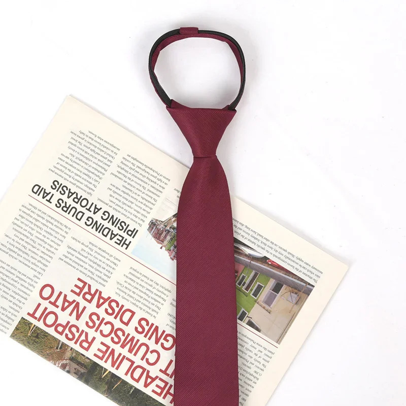 Unisex Black Simple Clip on Tie Women Men Zipper Ties Shirt Accessories Necktie for Man Skinny Slim Narrow Party Wedding Necktie 251014