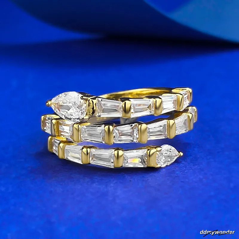 Sterling Sier Engagement Rings Pear Cut Moissanite Dia - Elegant Bridal Band For Women, Promise Ring Ddmywonder