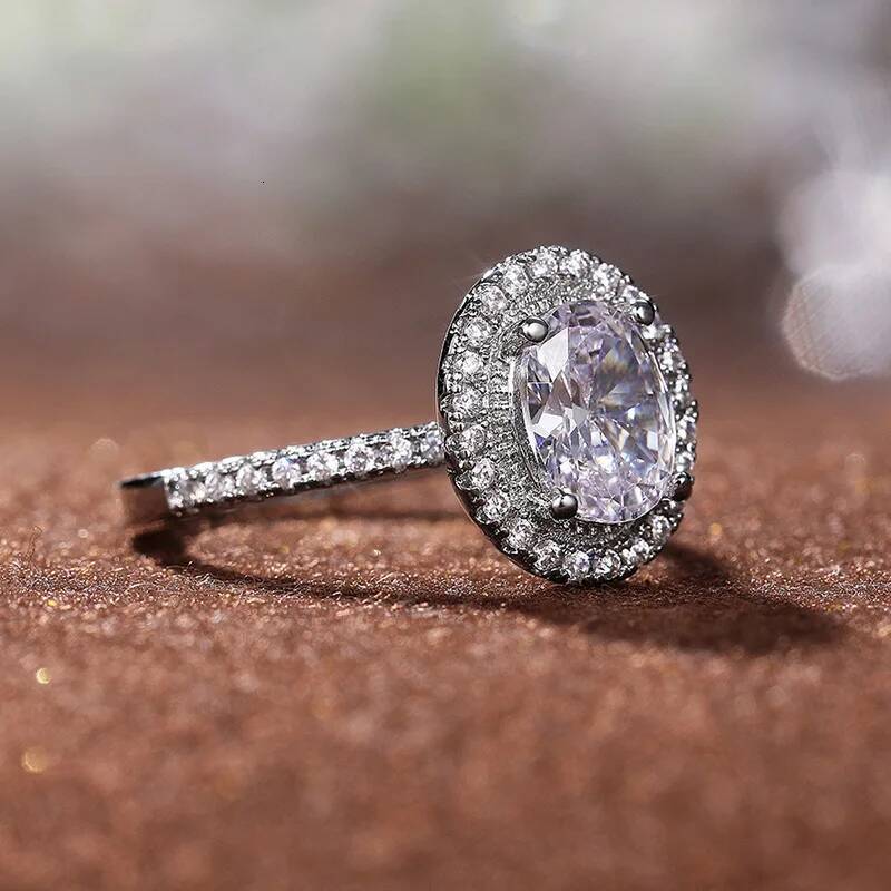 Moissanite 925 Sterling Silver Ring For Women Square Round Brilliant Diamond Finger Band Wedding ring Jewelry Gift