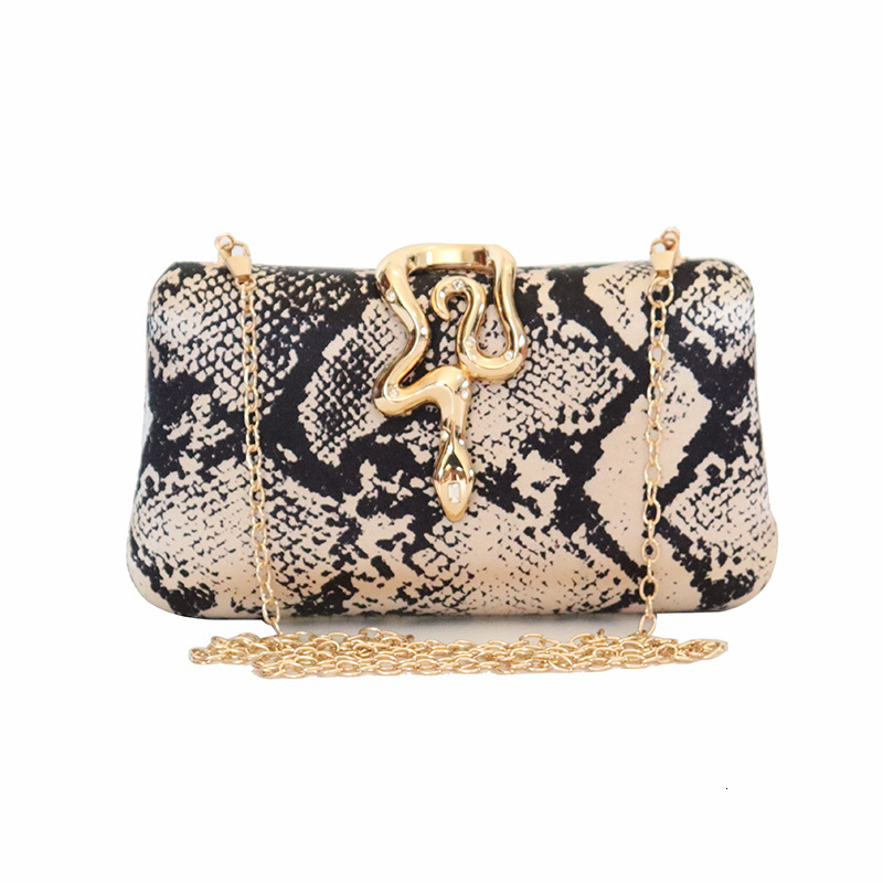 Luxury Brand Designer Bag New Snake Pattern Evening Bag Handmade Banquet Bag Iron Box Evening Bag Snake Shape Switch Clutch Bag