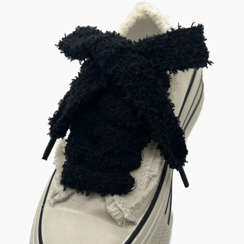 Women Casual Canvas White Flat Shoes Laces Strings Accessories 22cm width 1 Pair Cute Plush Sneakers Shoelaces Men 251013