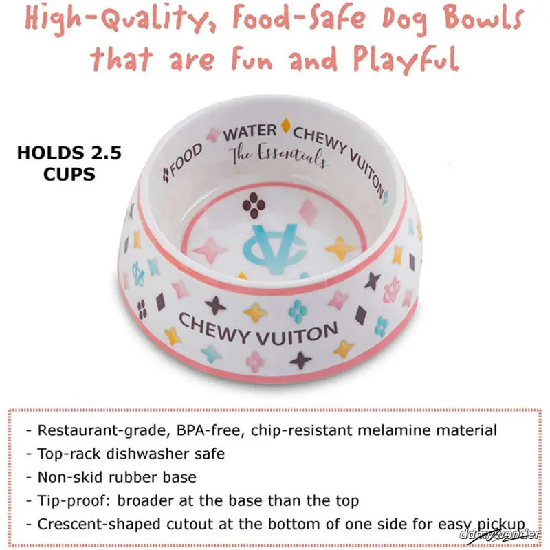 Pet Food Water Bowl Set With Mat - Anti-Slip Melamine Feeding Dish For Cats And Dogs, Wide Base Ddmywonder