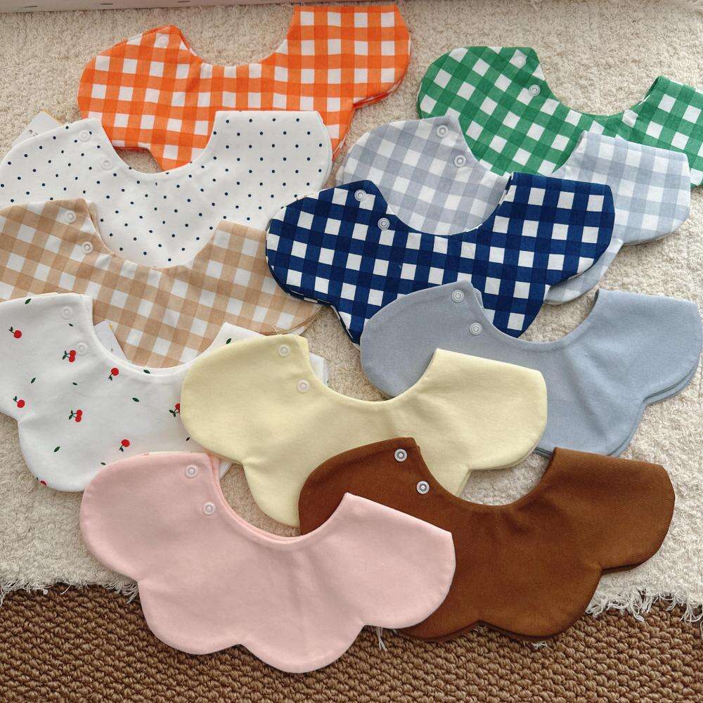 Double-Sided Pure Cotton Bibs Babies Girls And Boys Floral Design High Aesthetic Value Pink Color Suitable for Autumn Winter