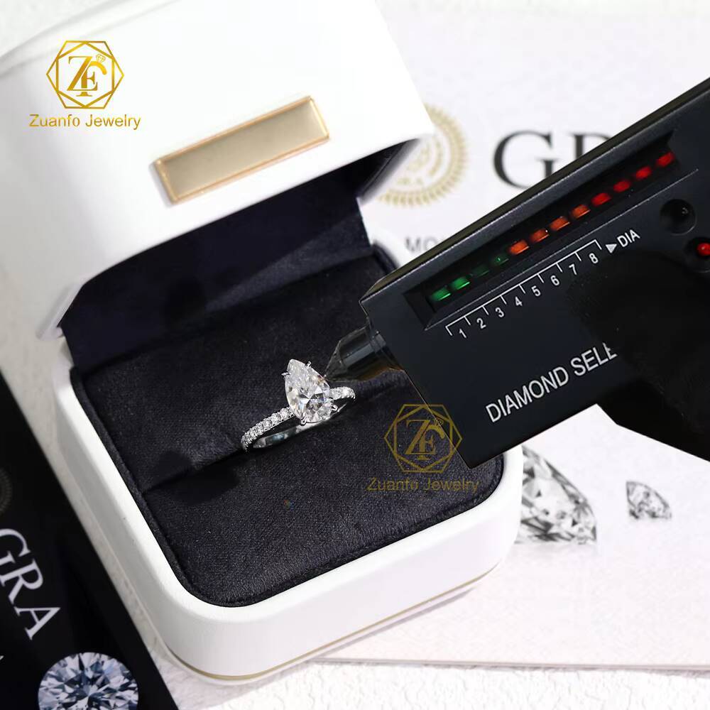 Fast Shipping 925 Silver 10K18K Solid Gold Moissanite Rings 7x11mm Pear Wedding Engagement Fine Jewelry Moissanite Diamonds