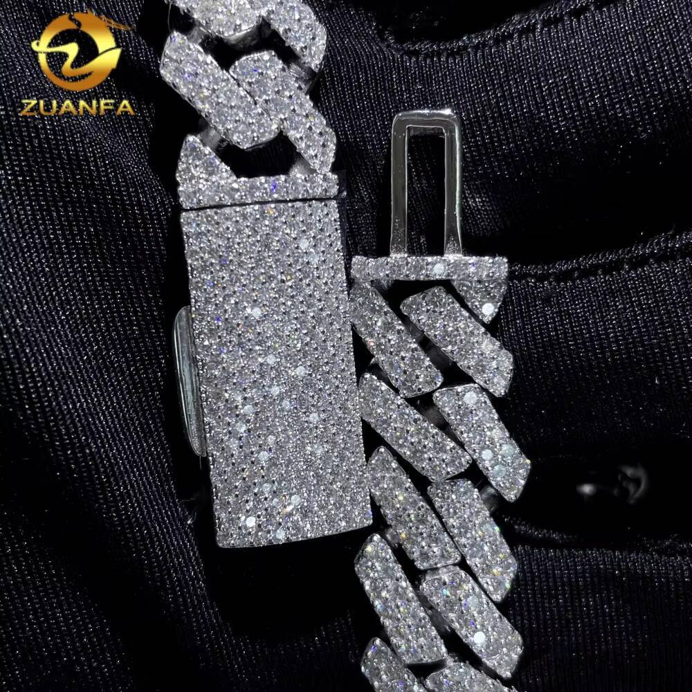 Lowest Price on Promotion VVS Moissanite 14MM Necklace Hip Hop Men Jewelry Iced Out Solid 925 Silver Cuban Link Chain
