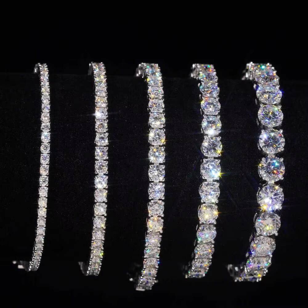 Wholesale Custom Pass Diamond test 925 Sterling Silver Moissanite Bracelet Iced Out Chain Link Hip Hop Fine Jewelry Men Women