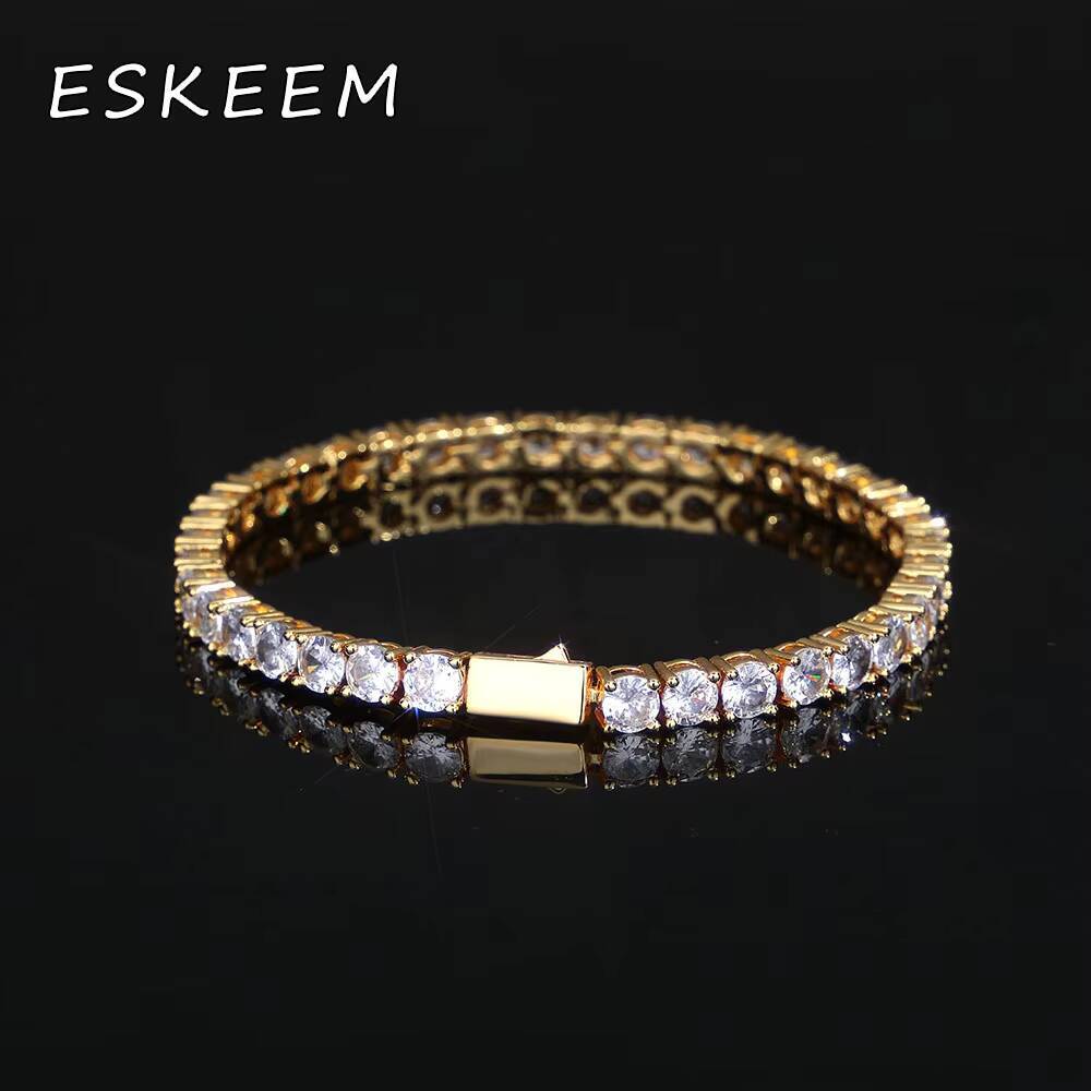 Women Jewelry 345mm VVS Moissanite Tennis Chain 925 Silver Spring Buckle Diamond Tennis Chain Bracelet Iced Out Hip Hop Style