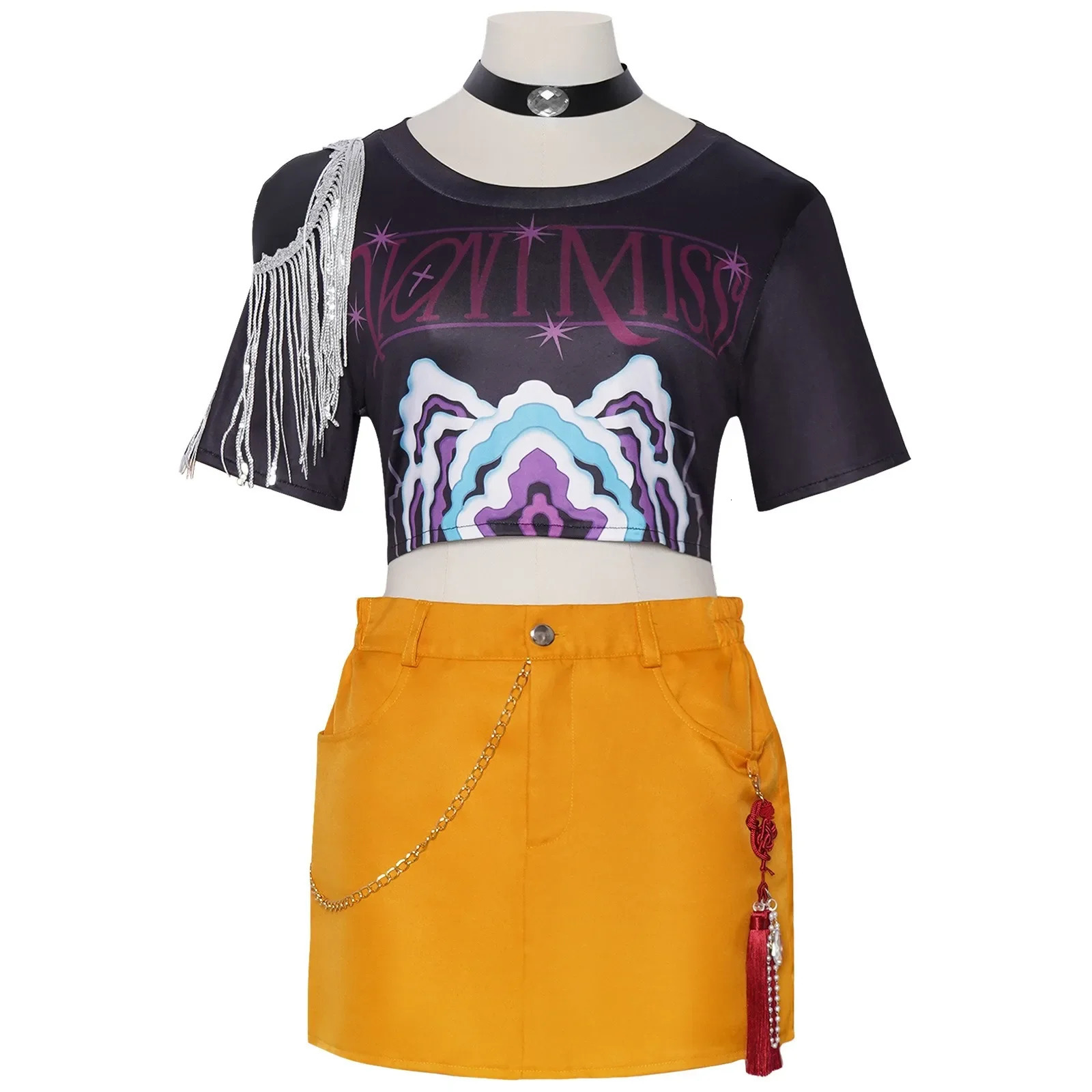 Kids Rumi Zoey Mira Cosplay KPop Demon Hunters Costume Women Girls Black Golden Suit Saja Boys Halloween Role Playing Outfits 251017