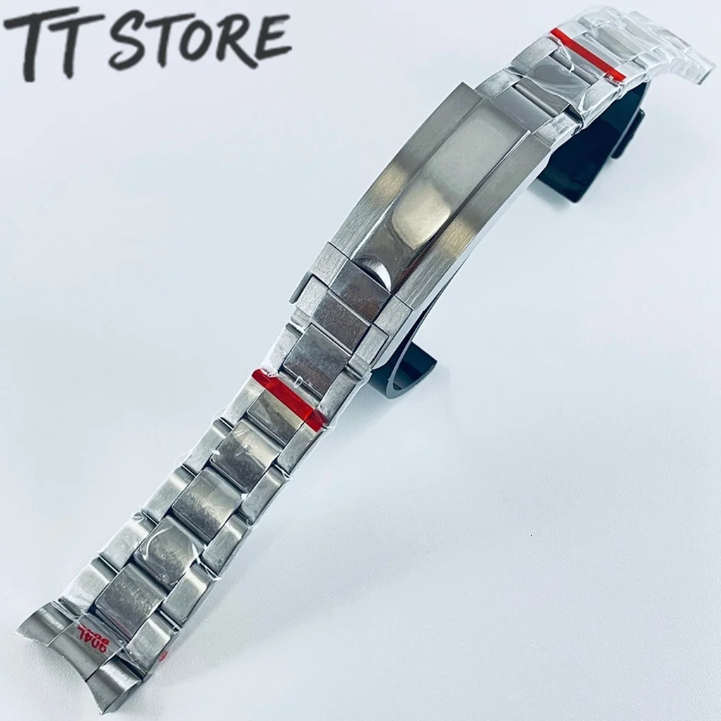 20mm Width 904L Solid Stainless Steel Watch Band Brushed Polished Oyster Bracelet Folding Buckle Glide Lock Clasp 251016