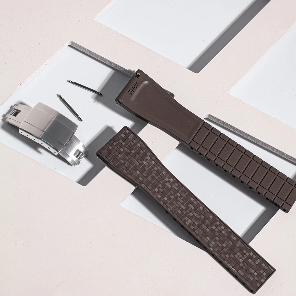 CTS FKM Rubber Watch Strap 16mm 18mm 19mm 20mm 22mm Quick Release Butterfly Buckle Watch Band FKM Strap Cut To Size 251016