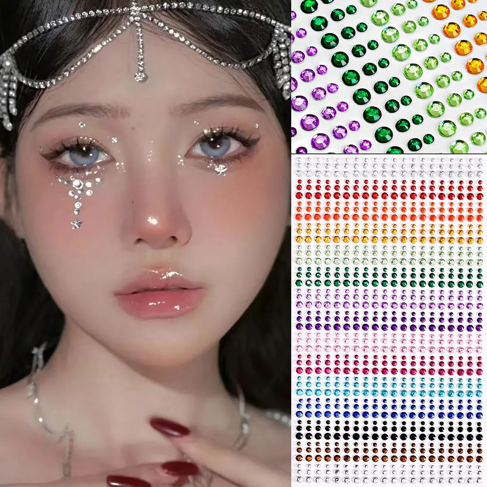 162216900pcs EyeFaceBody Diamond Tattoos Stickers 3456mm Colored Glitter Rhinestone Tattoo for Party Makeup Gem Accessory 251015