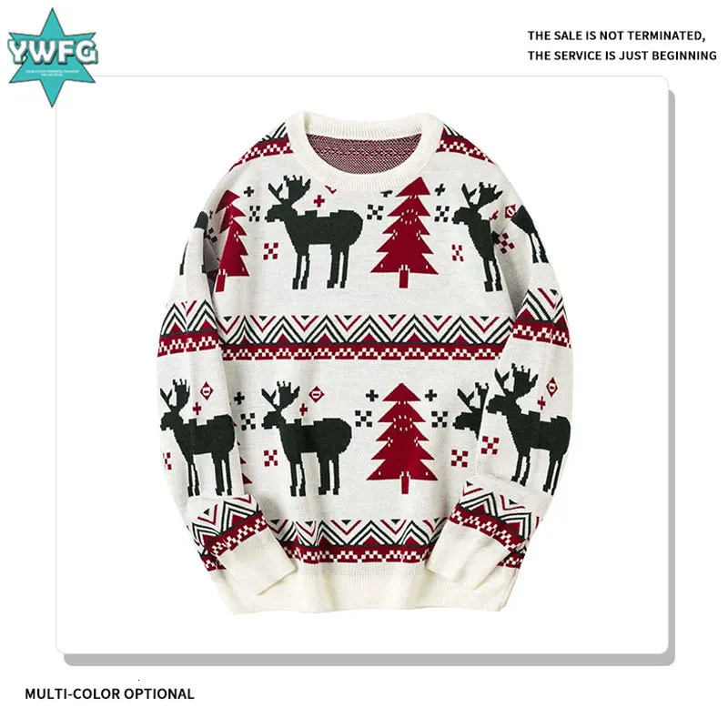 Mens Americanstyle Christmas knitted pullover sweater 2025 autumnwinter style roundneck longsleeve 251015