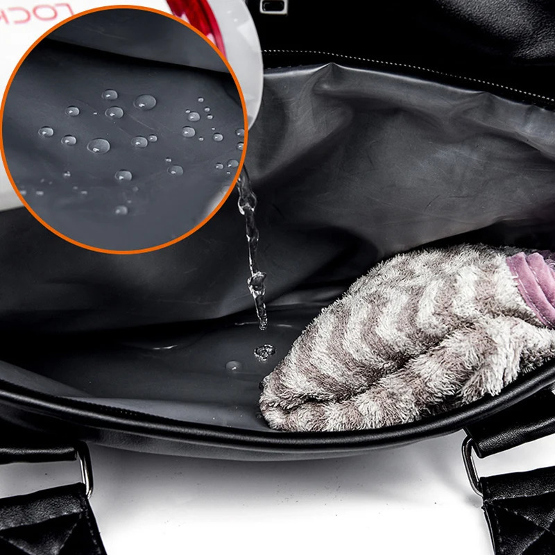 Large Sports Fitness Bag with Shoes Pocket for Men Black Soft Leather Big Gym Handbag Outdoor Sports Luggage Pack Tote Bags 251015