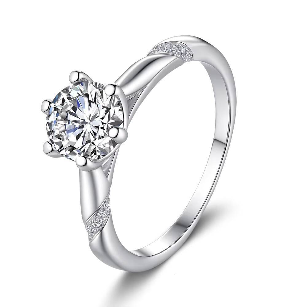 925 Silver Womens Fine Jewelry Ring with 05ct 1CT 2CT 3CT SixProng Moissanite Ring for Women